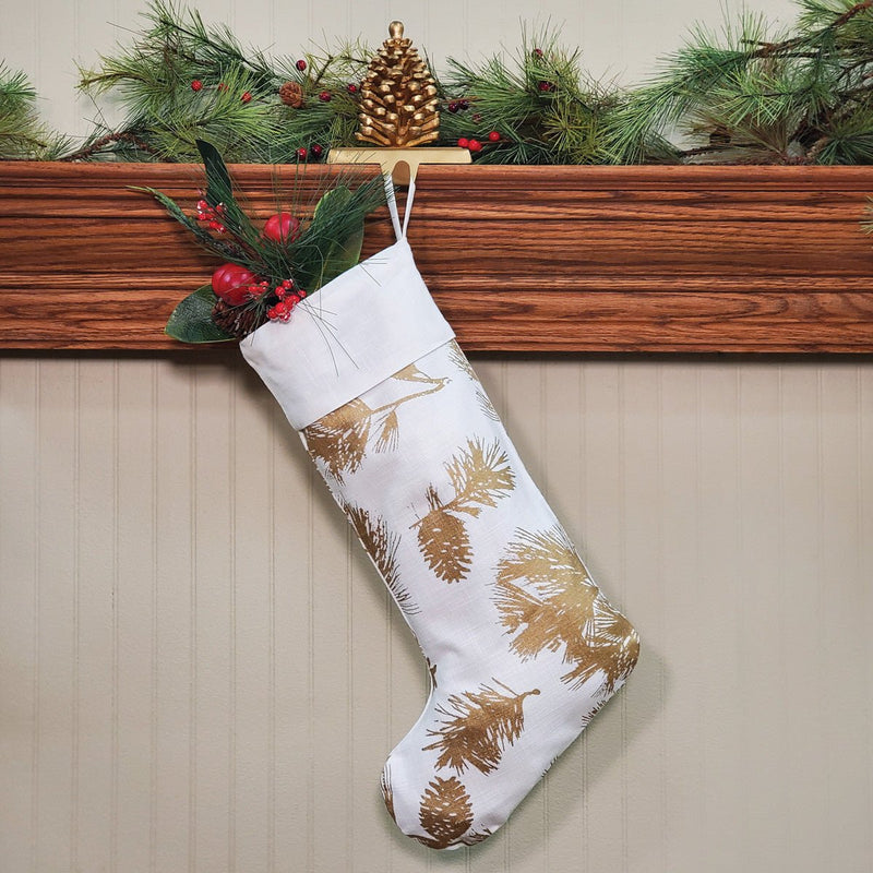 Gold Pinecone Stocking Hanger - Ozark Cabin Décor, LLC
