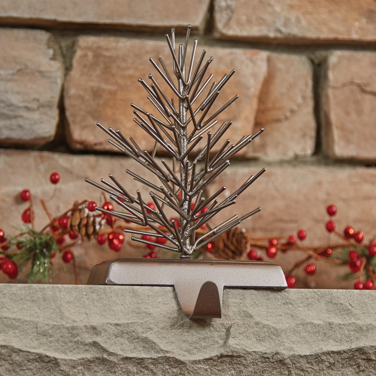 Natural Metal Tree Stocking Hanger - Ozark Cabin Décor, LLC