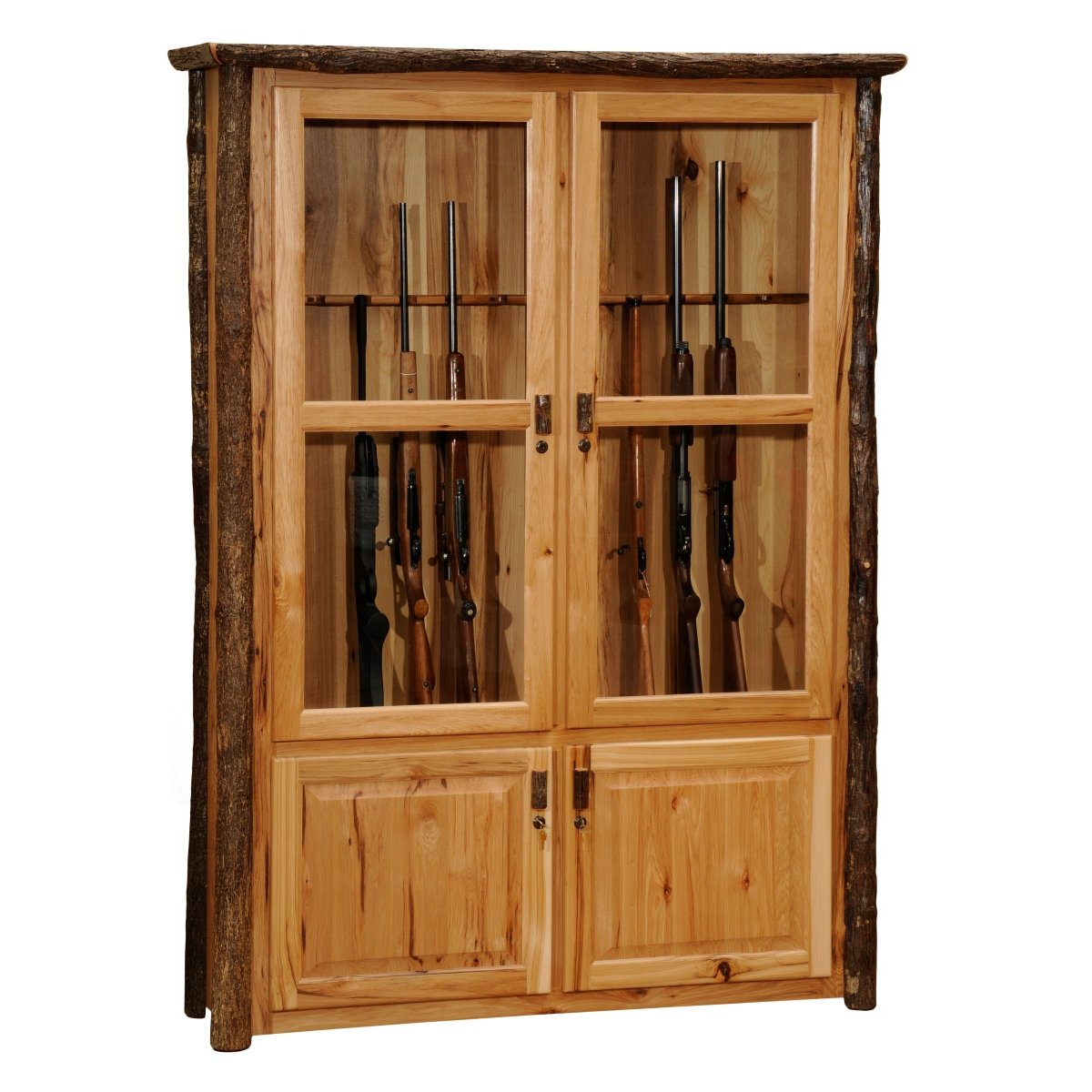 Hickory Log 12-Gun Cabinet - Ozark Cabin Décor, LLC