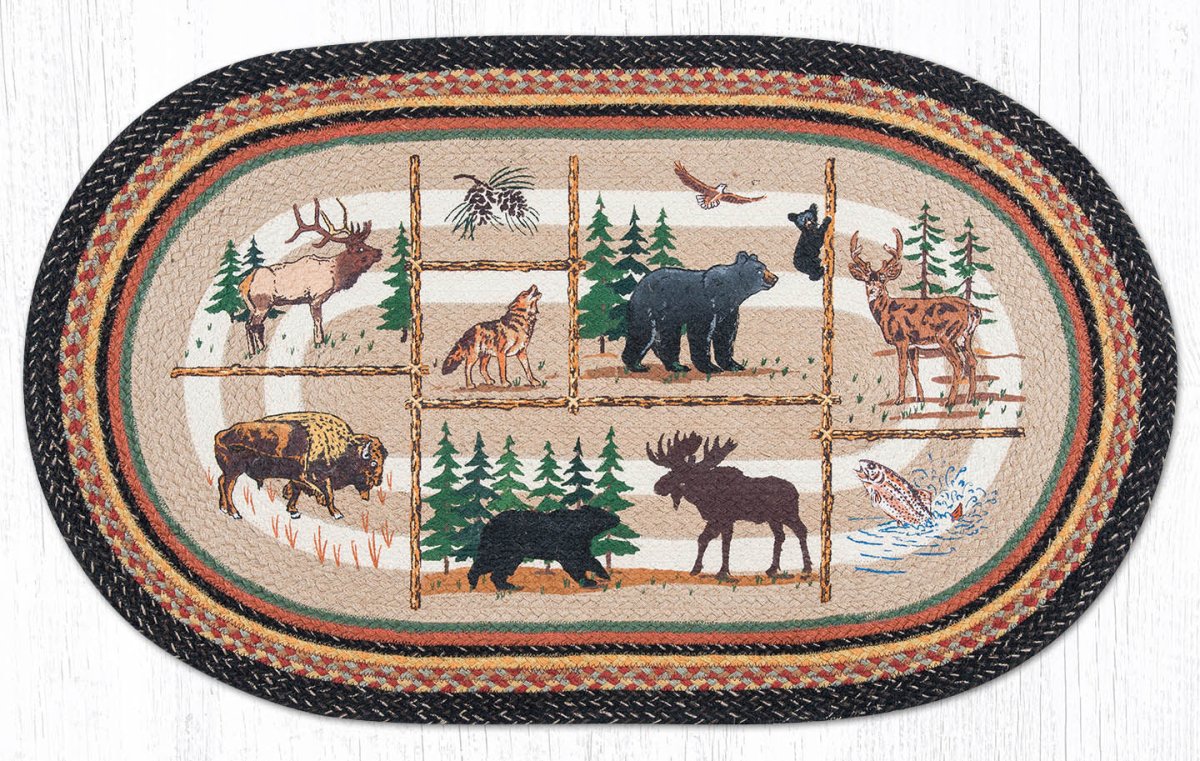 OP-583 Lodge Animals Braided Rug - Ozark Cabin Décor, LLC