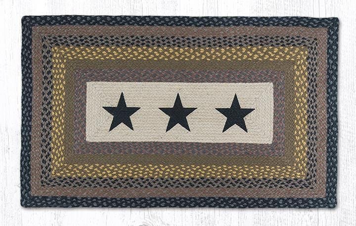 PP-099 Rustic Black Stars Patch Print Rug - Ozark Cabin Décor, LLC