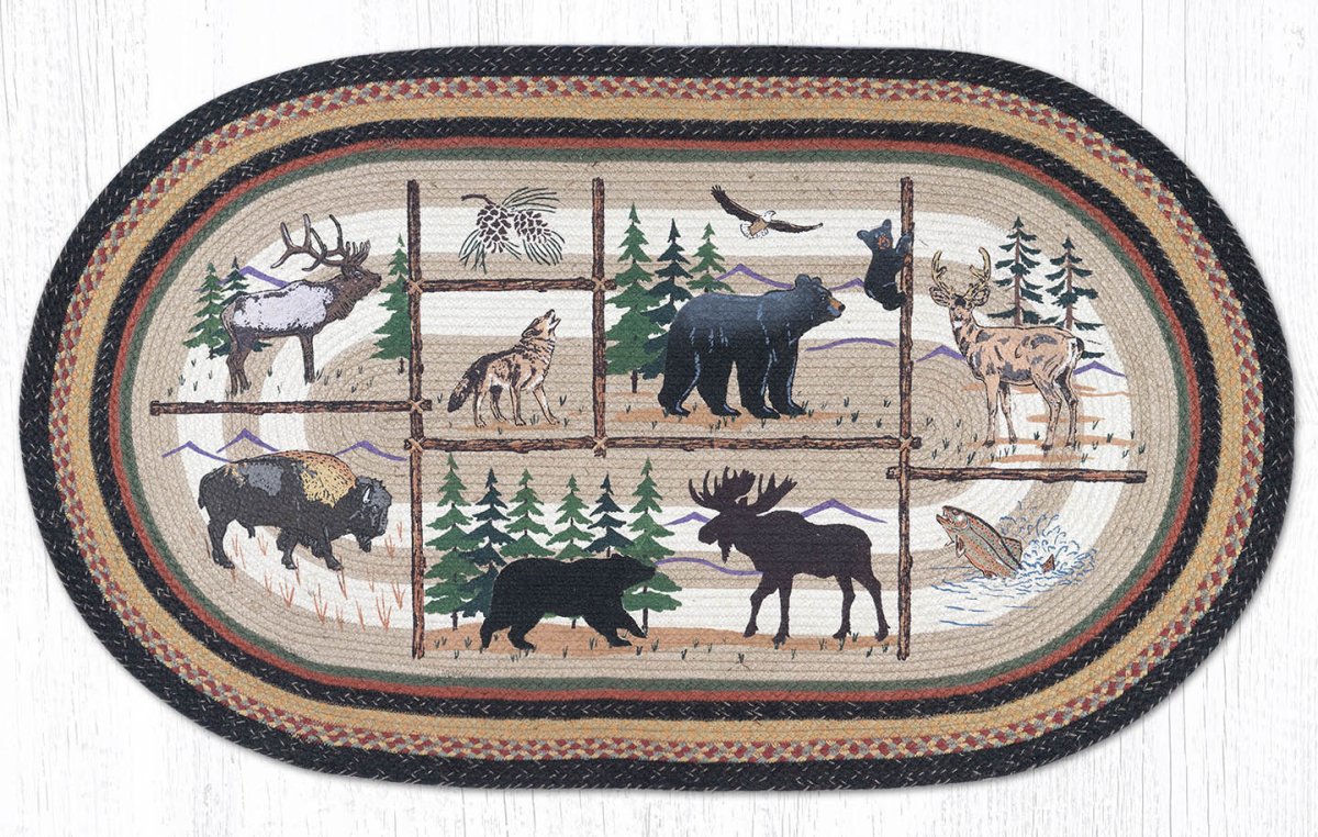 OP-583 Lodge Animals Braided Rug - Ozark Cabin Décor, LLC