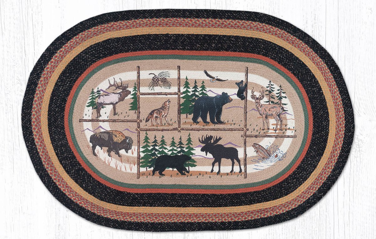 OP-583 Lodge Animals Braided Rug - Ozark Cabin Décor, LLC