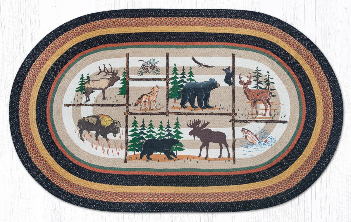 OP-583 Lodge Animals Braided Rug - Ozark Cabin Décor, LLC