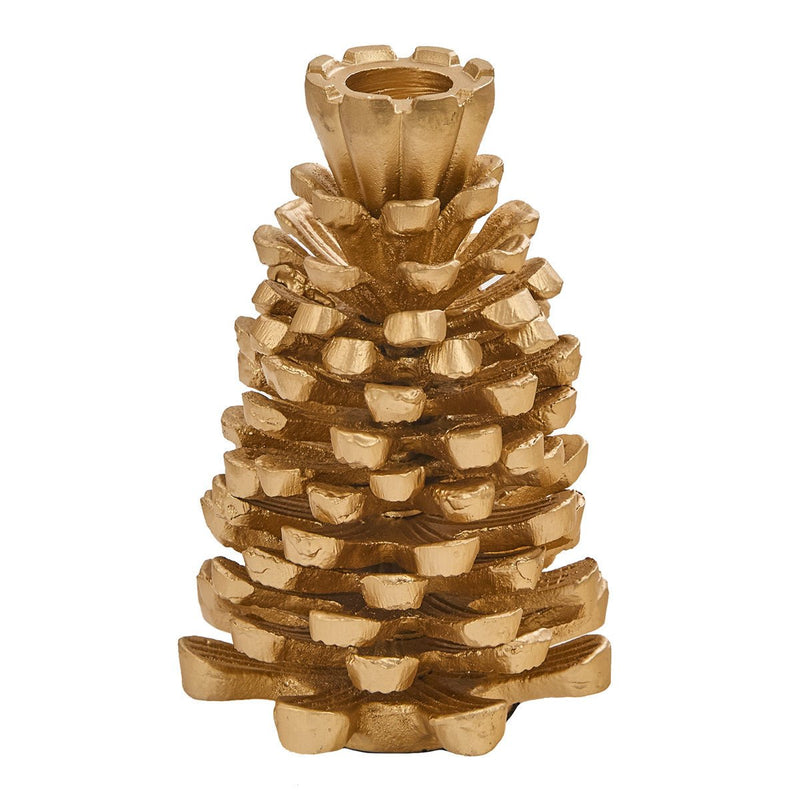 Gold Pinecone Taper Holder - Ozark Cabin Décor, LLC