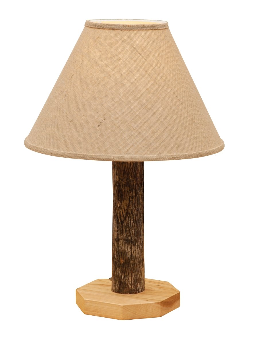 Hickory Log 16" Table Lamp - With Shade - Ozark Cabin Décor, LLC