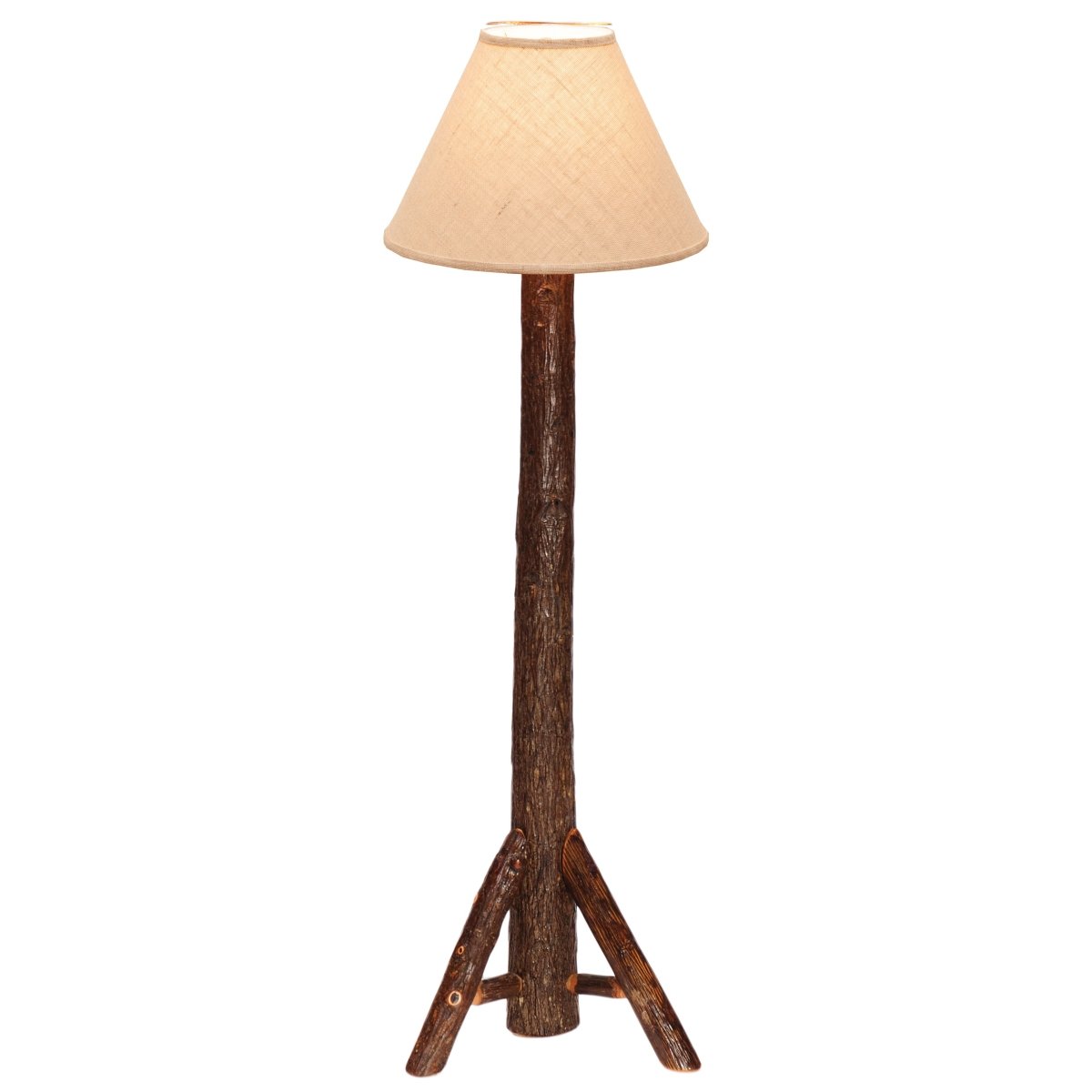 Hickory Log Floor Lamp - Without Shade - Ozark Cabin Décor, LLC