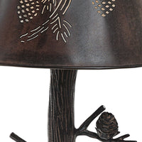 Rustic Cabin Ponderosa Pine Lamp With Pine Cone And Branch Cut Out Shade & Pine Cone Finial - Ozark Cabin Décor, LLC