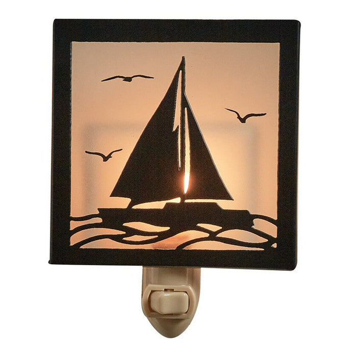 Nautical Sailboat And Seagulls Night Light Ozark Cabin Décor LLC Ozark Cabin Décor, LLC