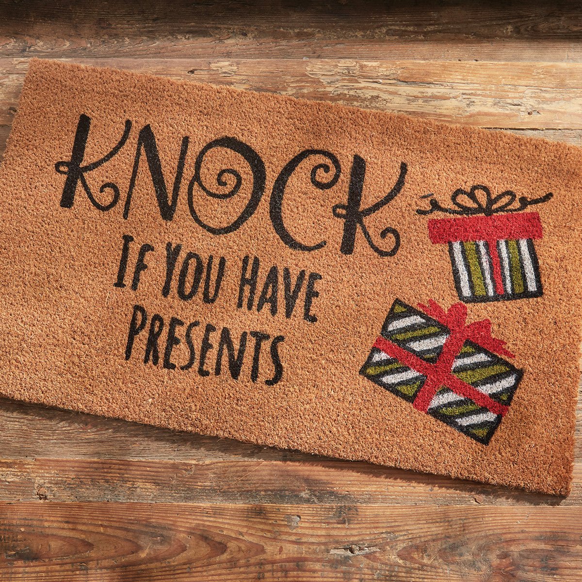 Knock If You Have Presents Coir Doormat