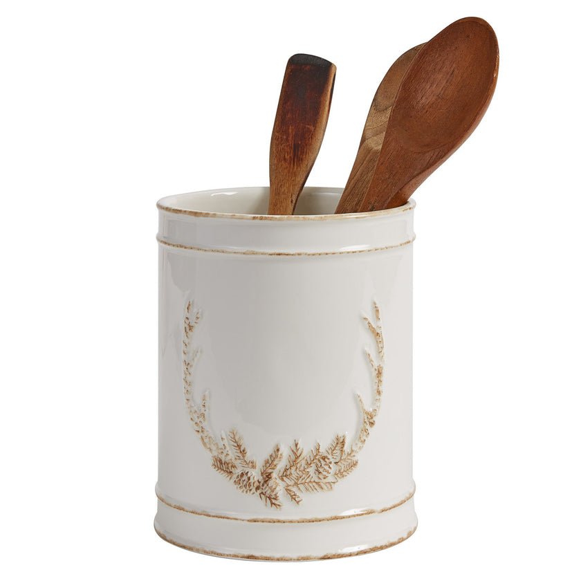 Pinecone & Antler Ceramic Utensil Crock - Thumbnail 2