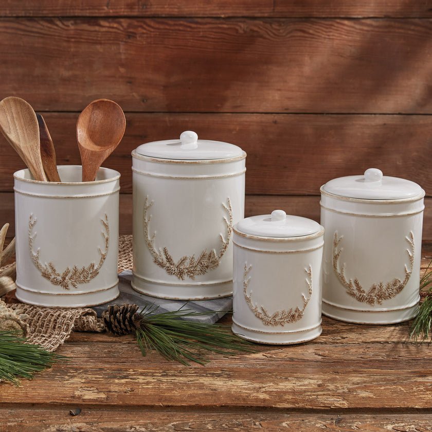 Pinecone & Antler Ceramic Utensil Crock