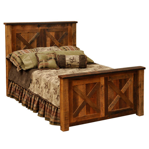 B10041 Fireside Lodge Barnwood Barn Door Bed - Ozark Cabin Décor, LLC