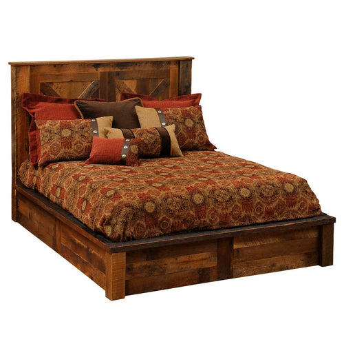 B10041-PF Barnwood Barn Door Platform Bed - Ozark Cabin Décor, LLC