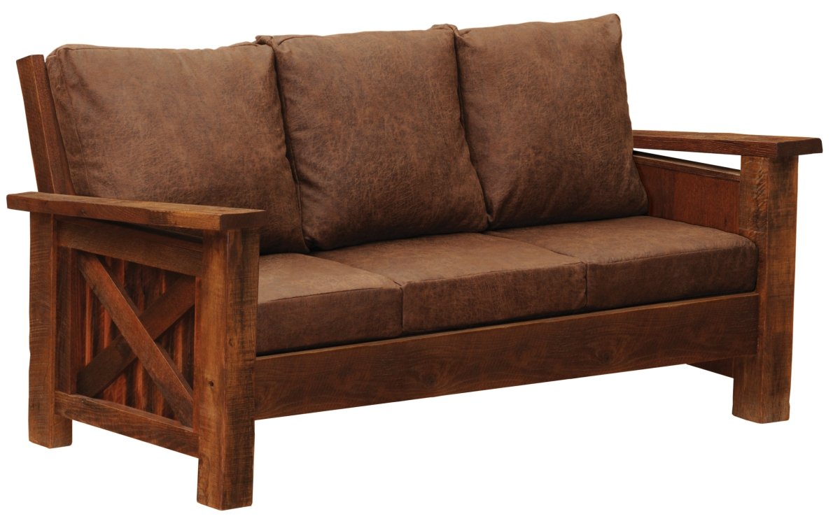 Barnwood Framed Sofa w/Upgrade Fabric - Ozark Cabin Décor, LLC