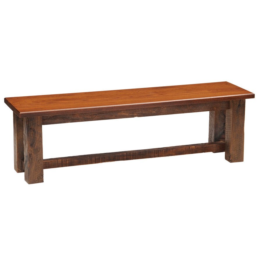 B16020-AO Barnwood Bench With Antique Oak Seat - Ozark Cabin Décor, LLC