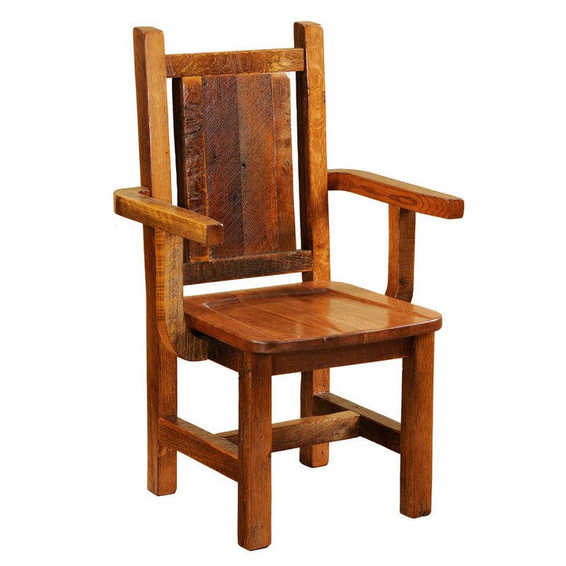 B16120-AO Barnwood Artisan Arm Chair With Antique Oak Seat - Ozark Cabin Décor, LLC