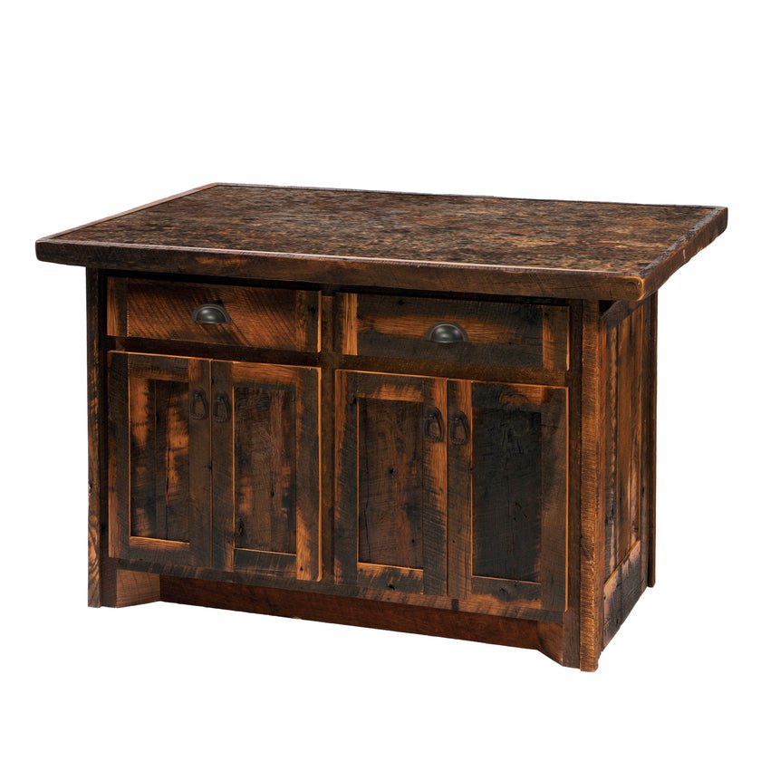 B16180 Barnwood Kitchen Island w/Laminate Top - 60-inch - Ozark Cabin Décor, LLC