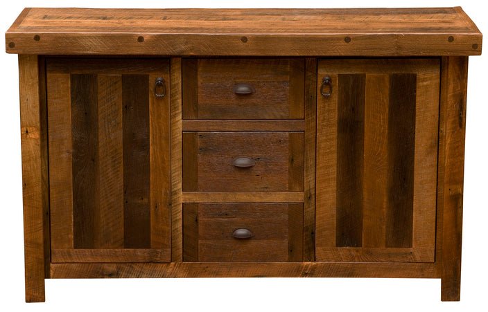 B16198-B-AO Barnwood Sideboard With Antique Oak Top - Ozark Cabin Décor, LLC
