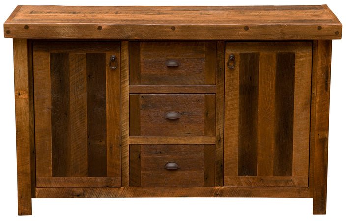 B16198-B-AO Barnwood Sideboard With Antique Oak Top - Ozark Cabin Décor, LLC