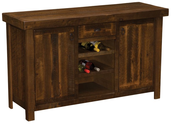 B16198W-B-AO Barnwood Sideboard With Wine Rack - Ozark Cabin Décor, LLC