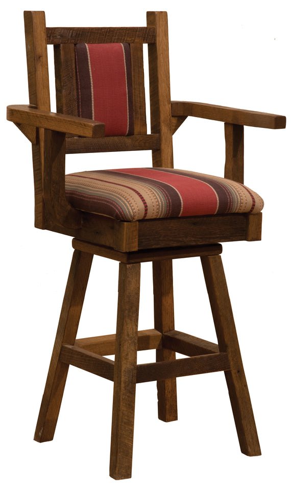 B16423-SL Fireside Lodge 30" Swivel Bar Stool w/Arms - Standard Leather - Ozark Cabin Décor, LLC