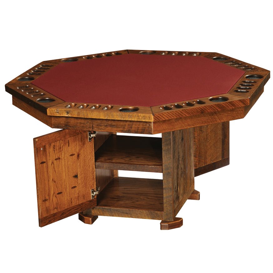 B16700 Fireside Lodge Barnwood Poker Table - 8 Sided - Ozark Cabin Décor, LLC