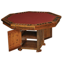 B16705 Fireside Lodge Barnwood Poker Table - 6 Sided w/Storage Base - Ozark Cabin Décor, LLC