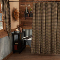 Black Check Shower Curtain w/Scalloped Edges - Ozark Cabin Décor, LLC
