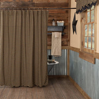 Black Check Shower Curtain w/Scalloped Edges - Ozark Cabin Décor, LLC