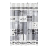 Sawyer Mill Black Stenciled Patchwork Shower Curtain - Ozark Cabin Décor, LLC