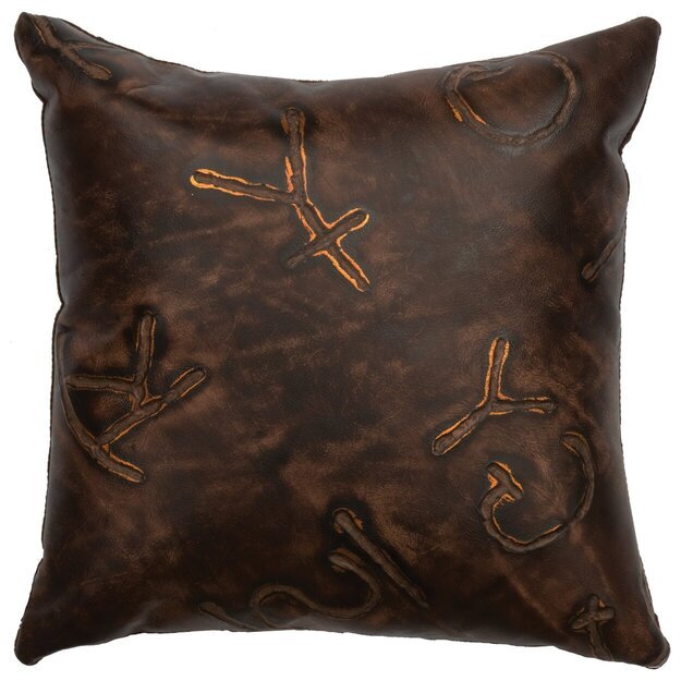 WD80202 Wooded River Brands Embossed Leather Pillow - Ozark Cabin Décor, LLC