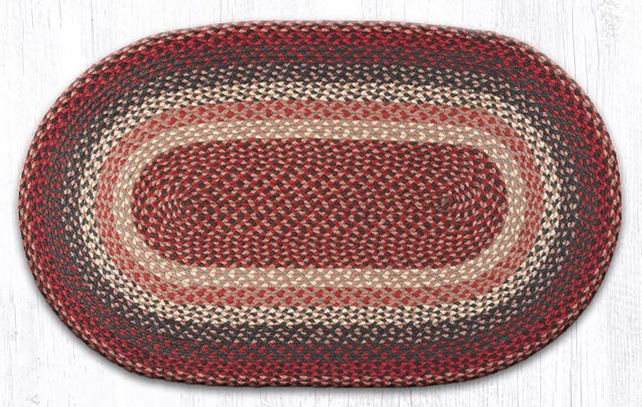 C-012 Burgundy Braided Rug - Oval - Ozark Cabin Décor, LLC