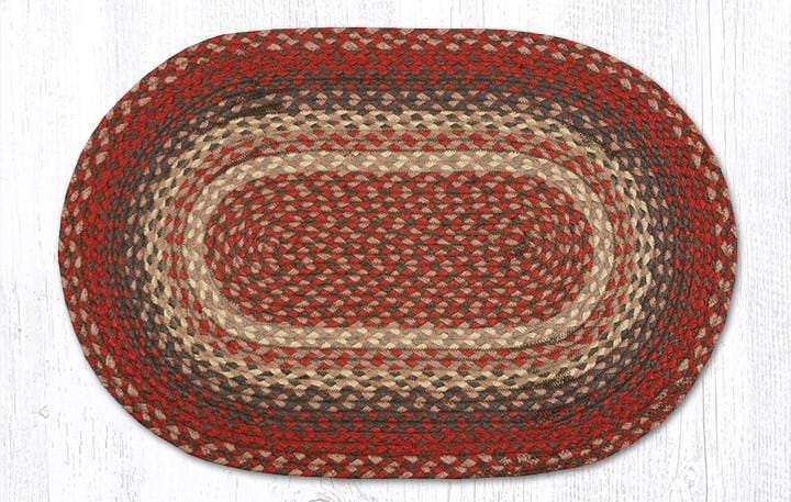 C-012 Burgundy Braided Rug - Oval - Ozark Cabin Décor, LLC