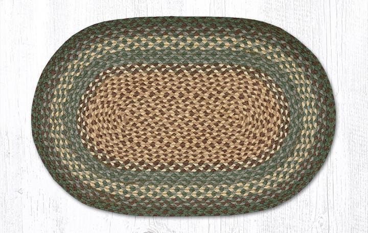 C-013 Dark Green Braided Rug - Oval - Ozark Cabin Décor, LLC