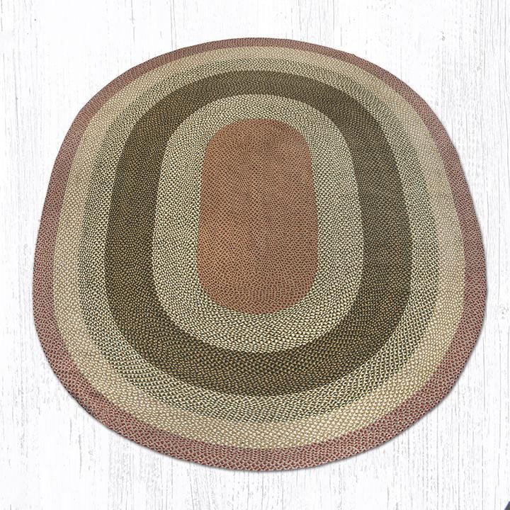 Olive, Burgundy, & Gray Braided Rug - Oval - Ozark Cabin Décor, LLC