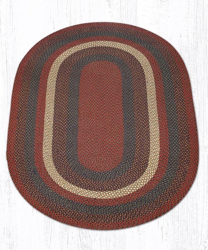 C-040 Burgundy & Gray Braided Rug - Oval - Ozark Cabin Décor, LLC
