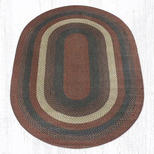 C-040 Burgundy & Gray Braided Rug - Oval - Ozark Cabin Décor, LLC