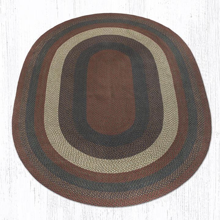 C-040 Burgundy & Gray Braided Rug - Oval - Ozark Cabin Décor, LLC