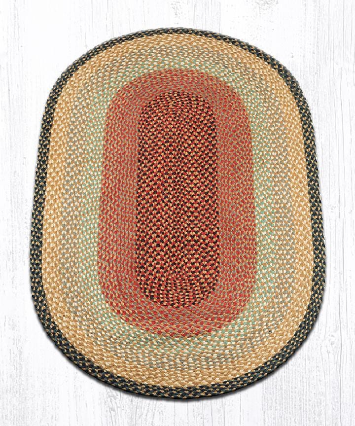 C-057 Burgundy, Gray, & Cream Braided Rug - Oval - Ozark Cabin Décor, LLC