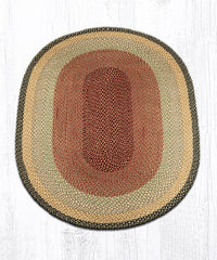 C-057 Burgundy, Gray, & Cream Braided Rug - Oval - Ozark Cabin Décor, LLC