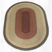 C-057 Burgundy, Gray, & Cream Braided Rug - Oval - Ozark Cabin Décor, LLC