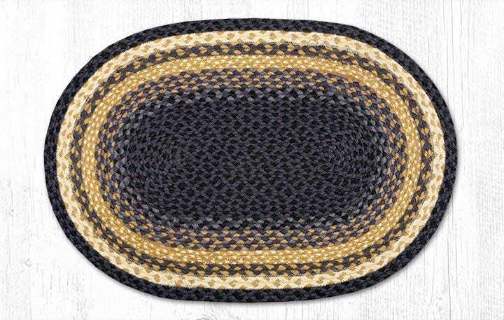 C-079 Dark/Light Blue & Mustard Braided Rug - Oval - Ozark Cabin Décor, LLC