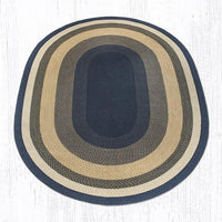 C-079 Dark/Light Blue & Mustard Braided Rug - Oval - Ozark Cabin Décor, LLC