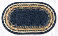 C-079 Dark/Light Blue & Mustard Braided Rug - Oval - Ozark Cabin Décor, LLC