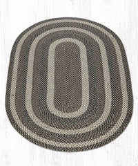 C-123 Ebony, Ivory, & Chocolate Braided Rug - Oval - Ozark Cabin Décor, LLC