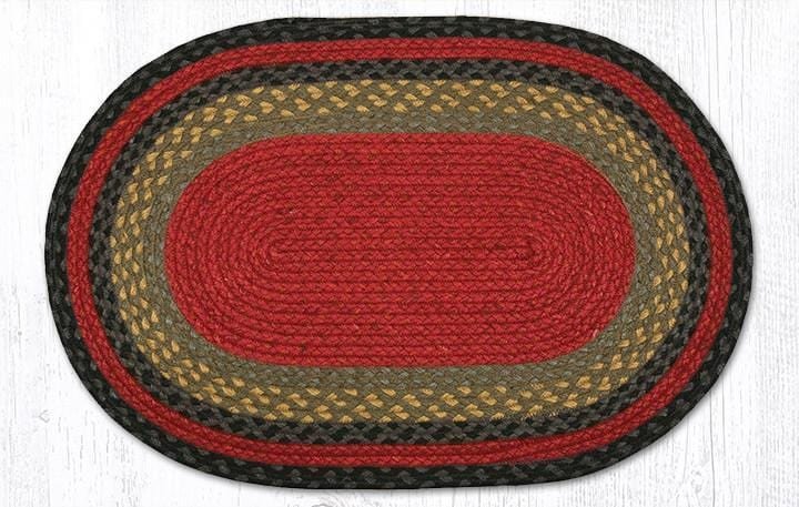 Burgundy, Olive, & Charcoal Braided Rug - Oval - Ozark Cabin Décor, LLC