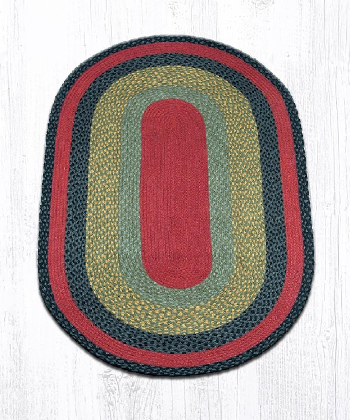 Burgundy, Olive, & Charcoal Braided Rug - Oval - Ozark Cabin Décor, LLC