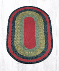 Burgundy, Olive, & Charcoal Braided Rug - Oval - Ozark Cabin Décor, LLC