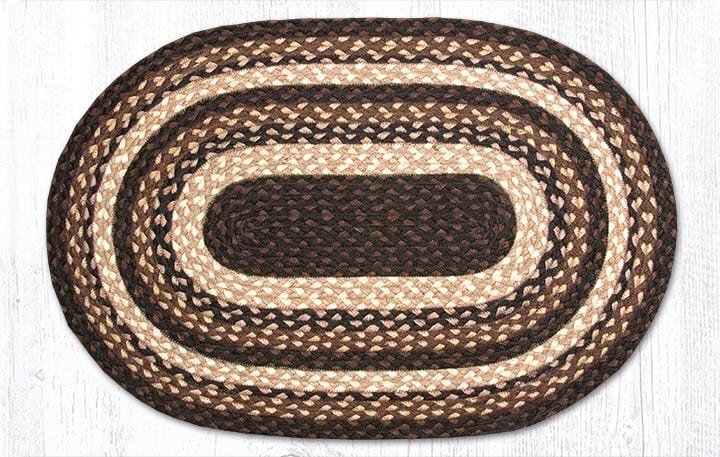 C-313 Mocha Frappuccino Braided Rug - Oval - Ozark Cabin Décor, LLC